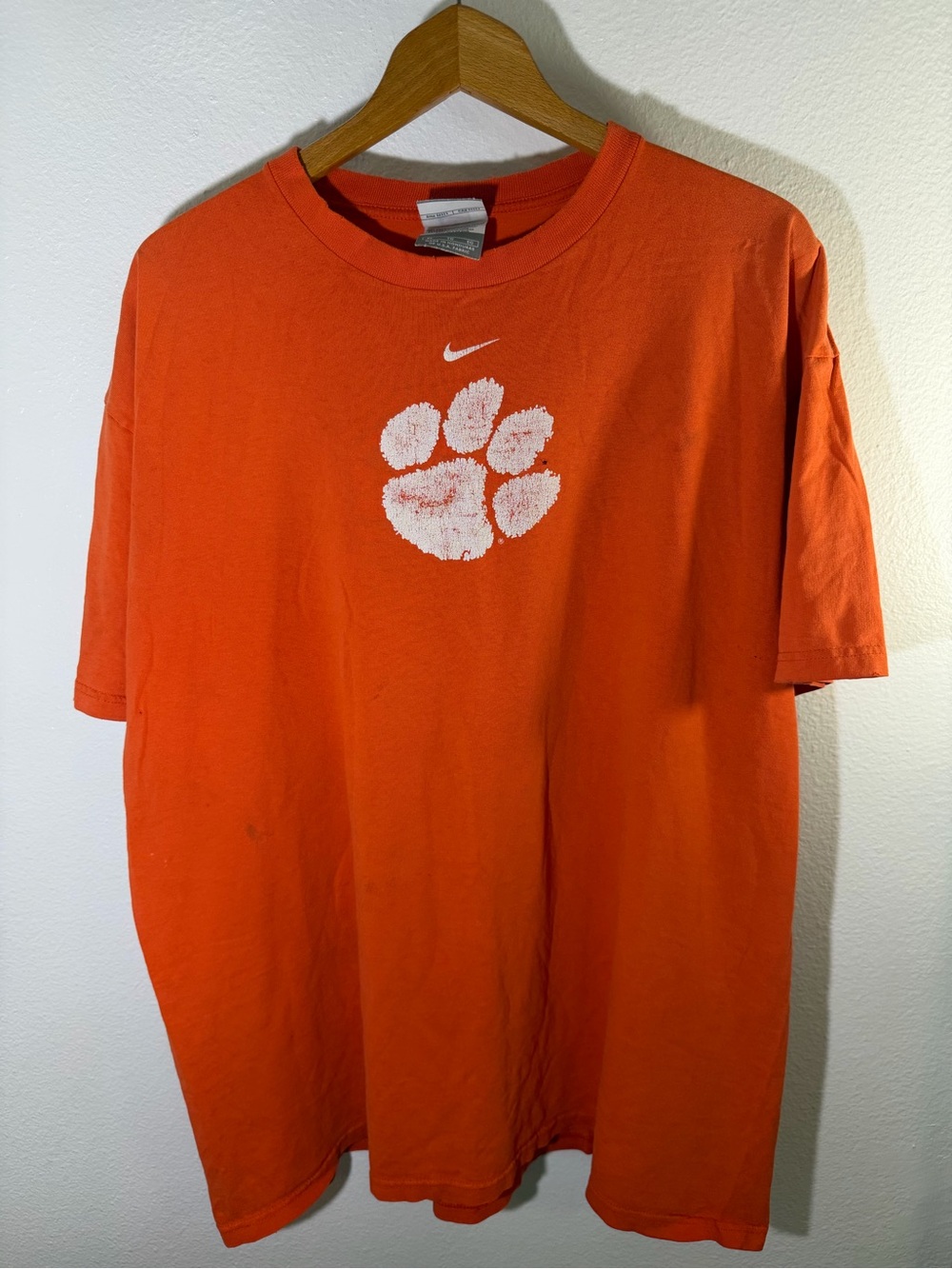 Nike Clemson University Center Swoosh T Shirt Mens XL Orange Y2K Graphic Tee